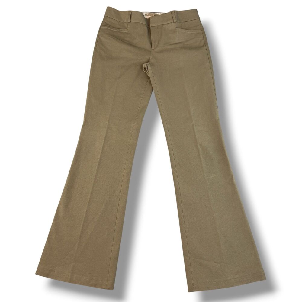 Banana Republic Tan Sloan Fit Dress Pants Size 4 Wide Leg Low Rise Office Siren